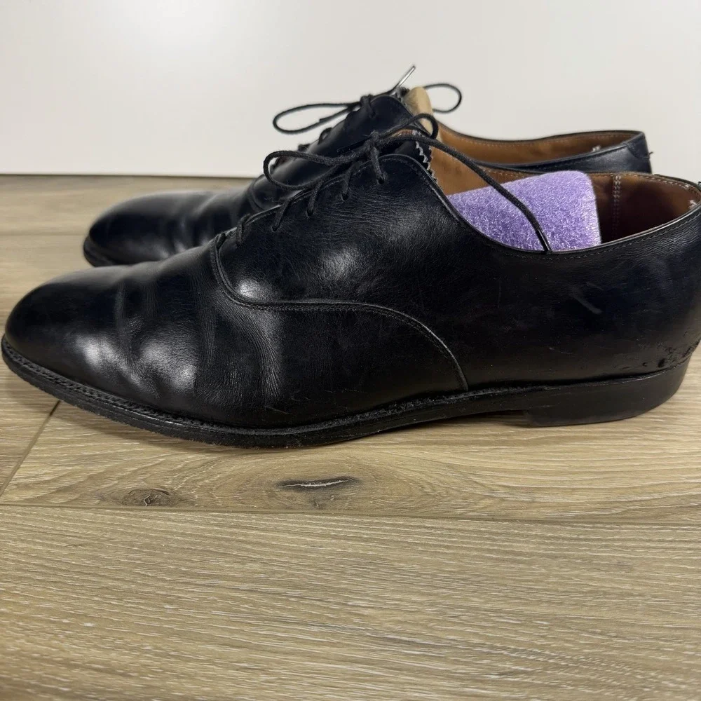 Alden 935 Black Plain Toe Balmoral Oxford Shoes Calfskin Leather Mens 11.5